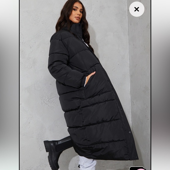 PrettyLittleThing Jackets & Blazers - PLT Tall Black Long Puffer Coat Size 6 🍁❄️